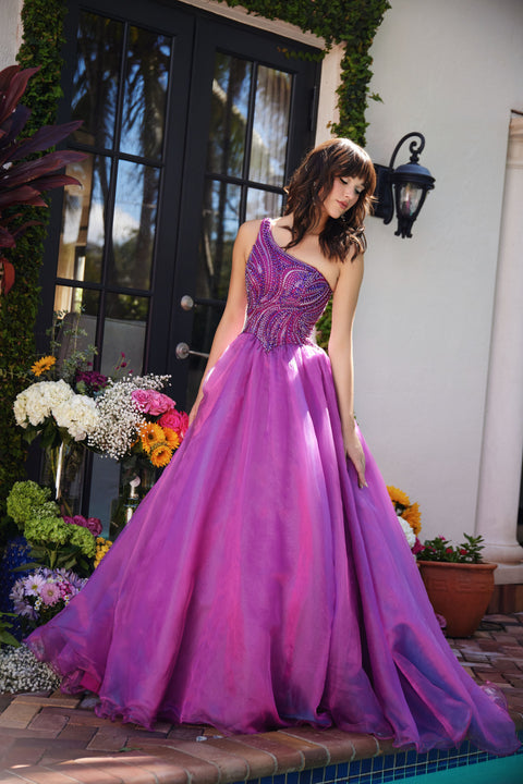 Ava Presley 29258 asymmetrical neckline formal dress