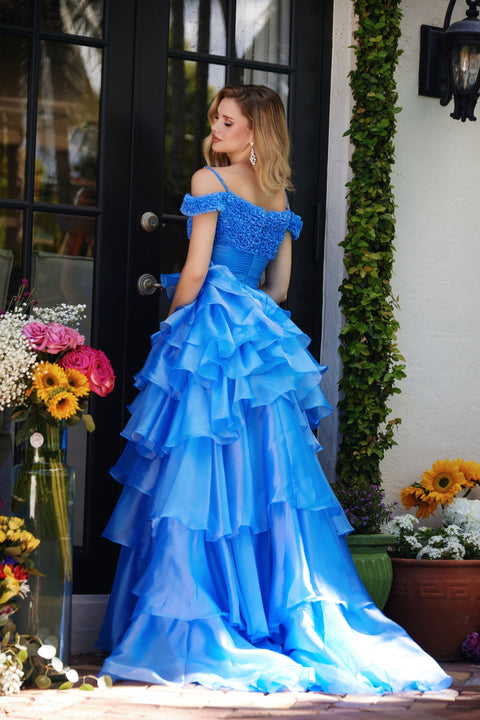 Ava Presley 29544 formal gown with side slit and volume