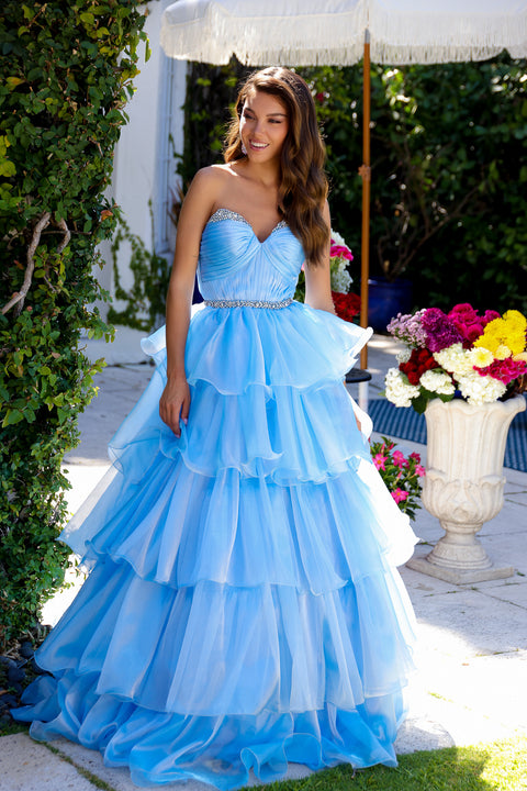 Ava Presley 29546 sweetheart neckline layered ball gown