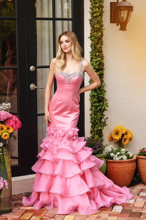 Ava Presley 39566 romantic white evening dress with sparkle