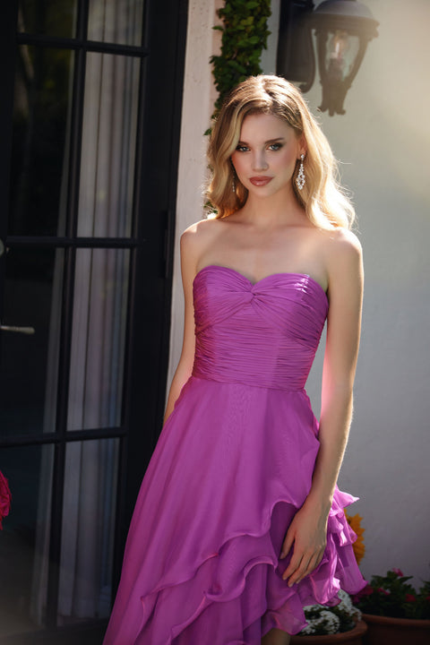 Ava Presley 40055 sweetheart neckline high-low dress