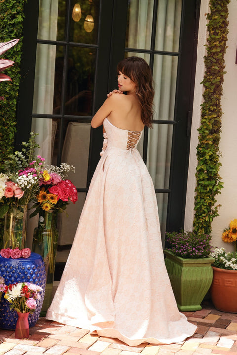 Ava Presley 40097 sophisticated strapless evening gown