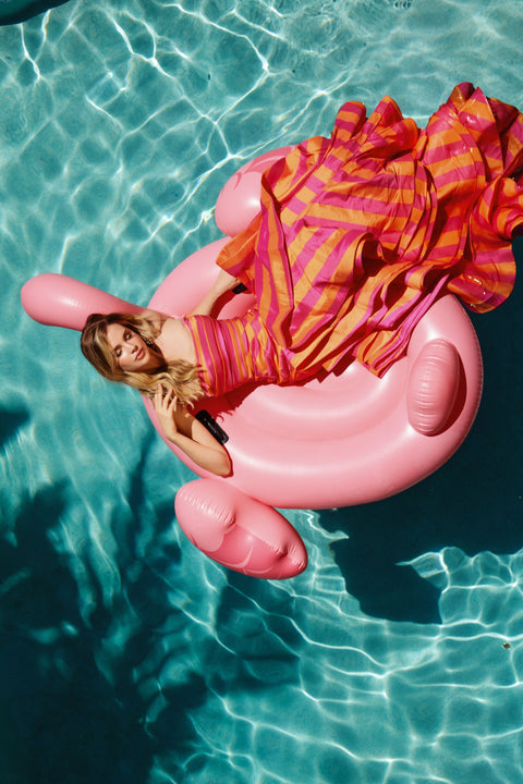 Ava Presley 40119 fitted strapless gown with bold colors