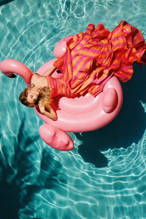 Ava Presley 40119 statement gown in bright pink and orange