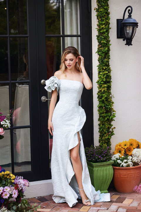Ava Presley 40146 asymmetrical gown with feminine and modern flair