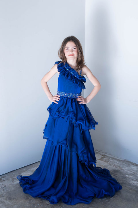 Ava Presley 26827 one shoulder ruffle bodice gown