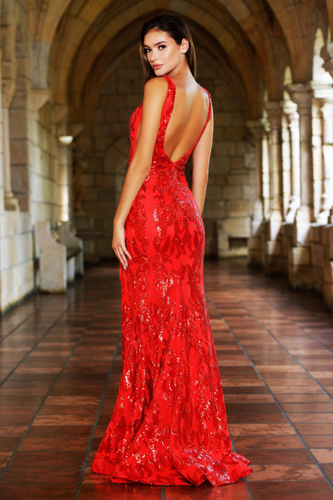 Ava Presley 38818 - Sequin Cape High Slit Gown