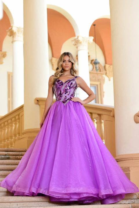 Ava Presley 28579 elegant pageant gown with sparkling lace details