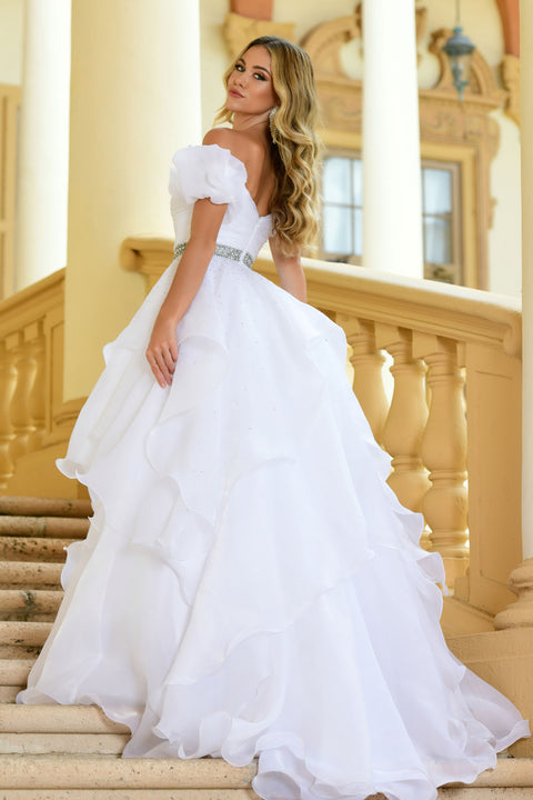 Ava Presley 28571 regal hot pink dress with textured skirt