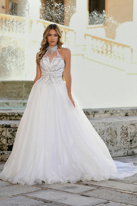 Ava Presley 37375 embellished halter ball gown