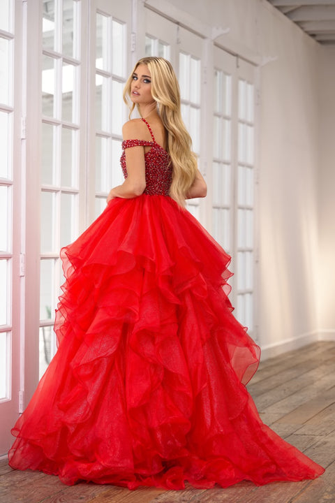 Ava Presley 28557 fairytale-inspired gown with elegant off-shoulder straps