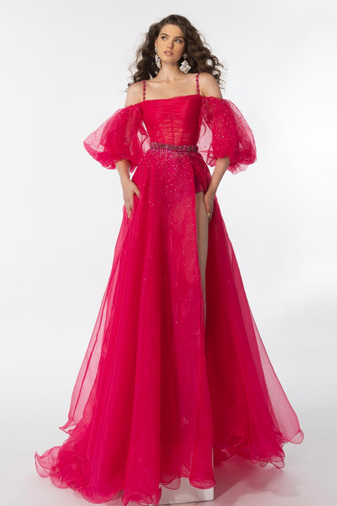 Ava Presley 28556 fairytale prom dress with beaded details and slit