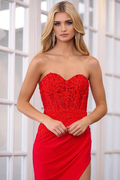 Ava Presley 39215 bold red evening gown for red carpet events