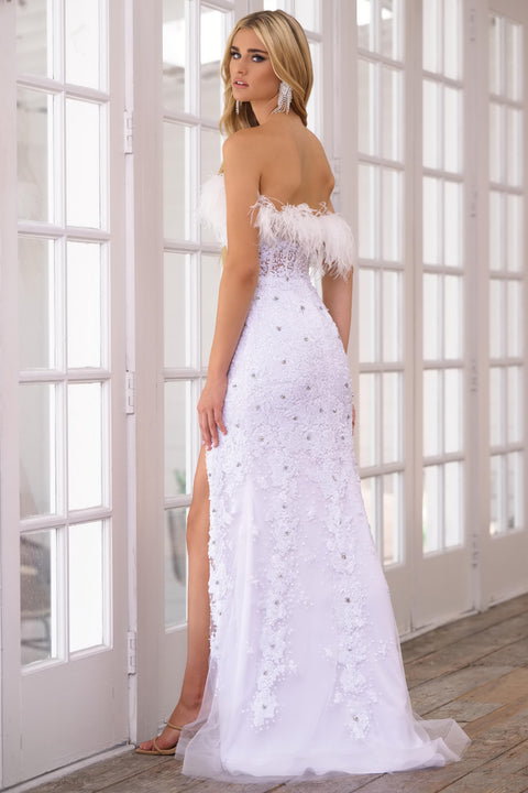 Ava Presley 39231 feather detail formal dress