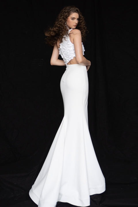 Ava Presley 39247 beaded bodice jersey gown with side slit