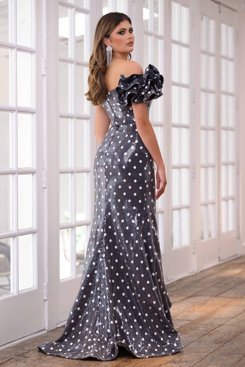 Ava Presley sequin polka dot formal evening gown