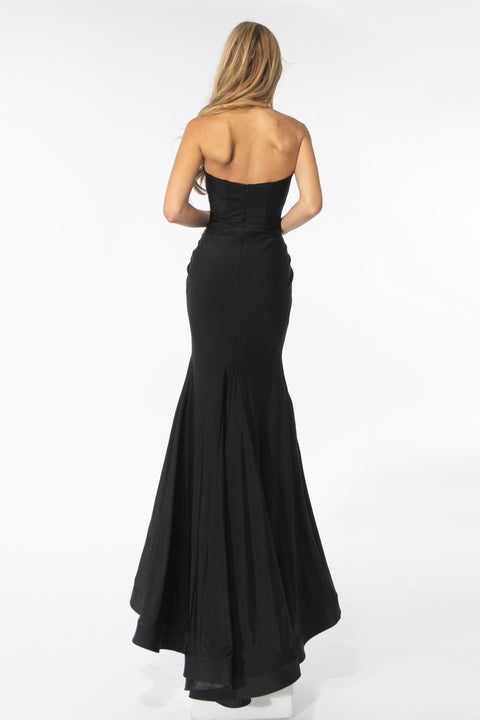 Ava Presley 39270 elegant evening gown with playful rosettes