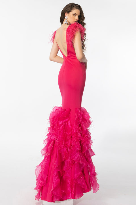 Ava Presley 39312 organza mermaid skirt with cascading ruffles
