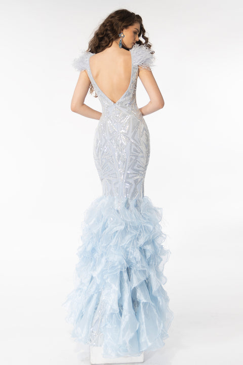 Ava Presley 39315 bold evening dress with sequins and dramatic silhouette