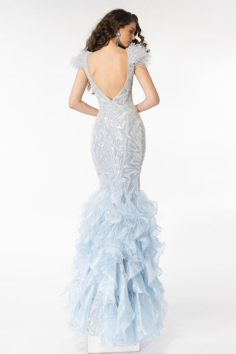 Ava Presley 39315 bold evening dress with sequins and dramatic silhouette
