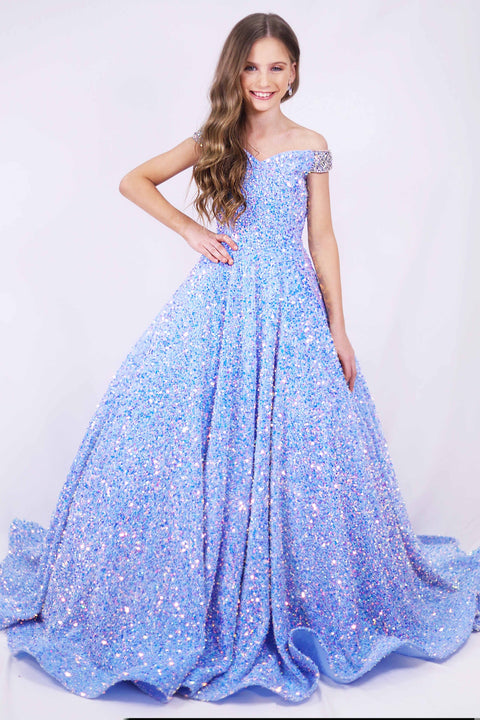 Ava Presley 27733 off shoulder sequin gown