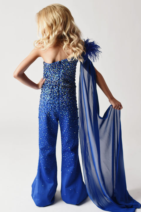 Ava Presley 38028 elegant feather detail jumpsuit