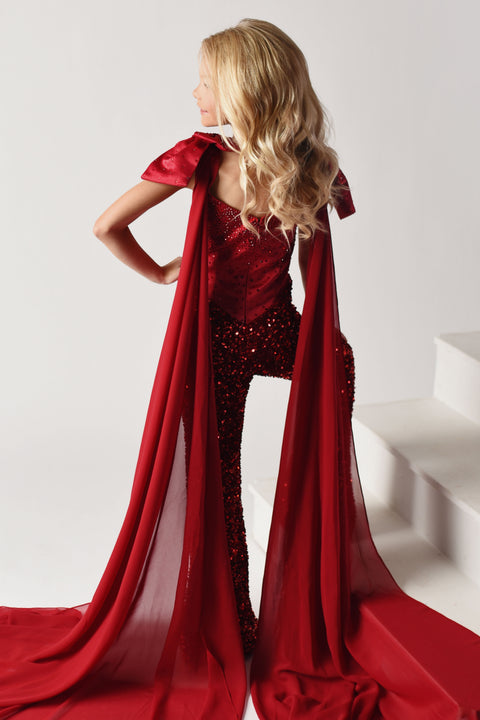 Ava Presley 38032 flowing cape evening jumpsuit