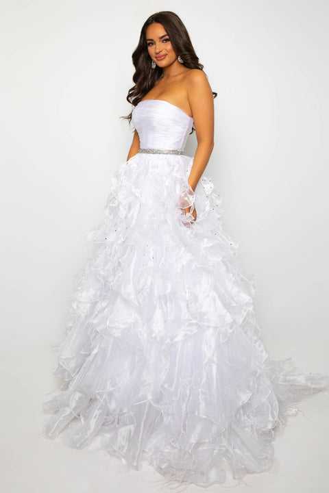 Ava Presley 39555 pageant dress with dramatic ruffle layers