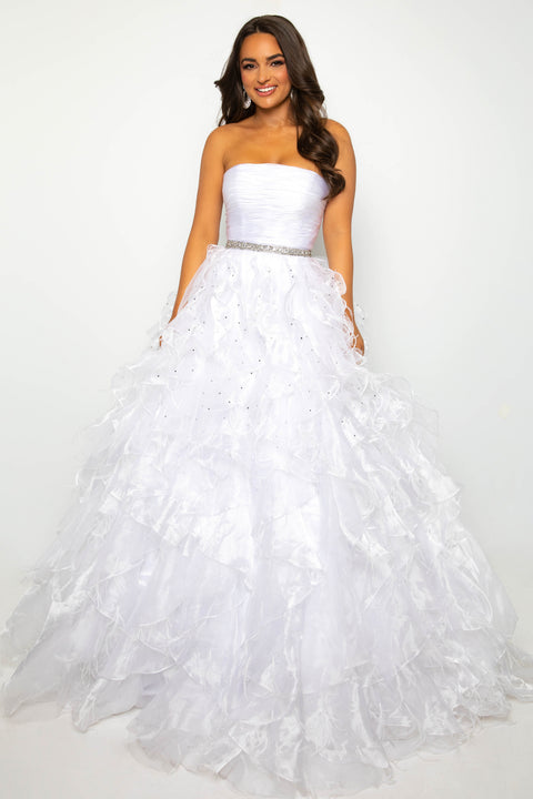 Ava Presley 39555 dramatic ruffle skirt gown for pageants