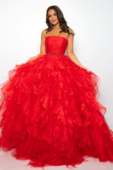 Ava Presley 39555 runway-ready strapless formal gown