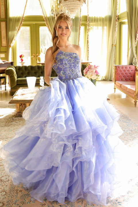 Ava Presley 28575 shimmering prom dress with ruffles