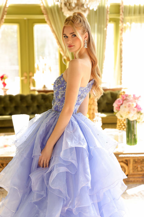 Ava Presley 28575 metallic one-shoulder prom dress