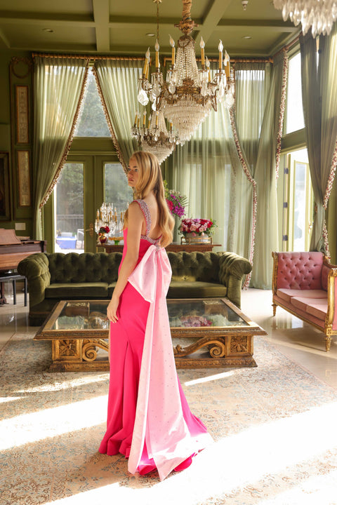 Ava Presley 29121 gown with modern flair and slit