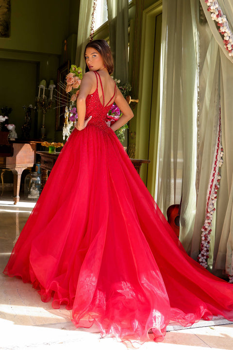 Ava Presley 29522 elegant formal gown with voluminous skirt