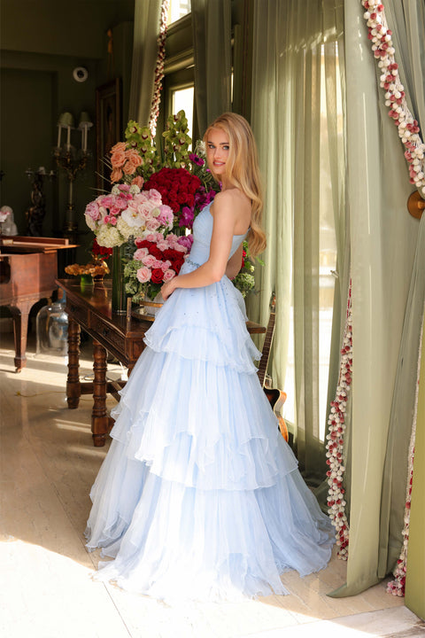 Ava Presley 29131 - One Shoulder Tiered Ruffle Ball Dress