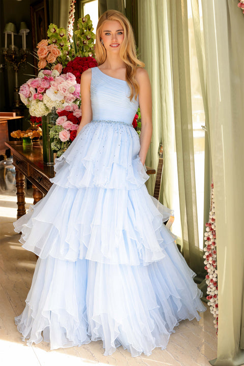 Ava Presley 29131 elegant gown with one shoulder neckline