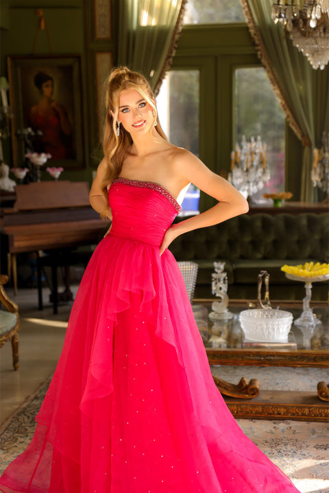 Ava Presley 29524 full-length strapless gown for prom