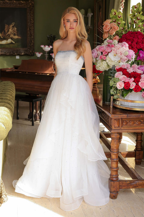 Ava Presley 29524 strapless long gown with full skirt