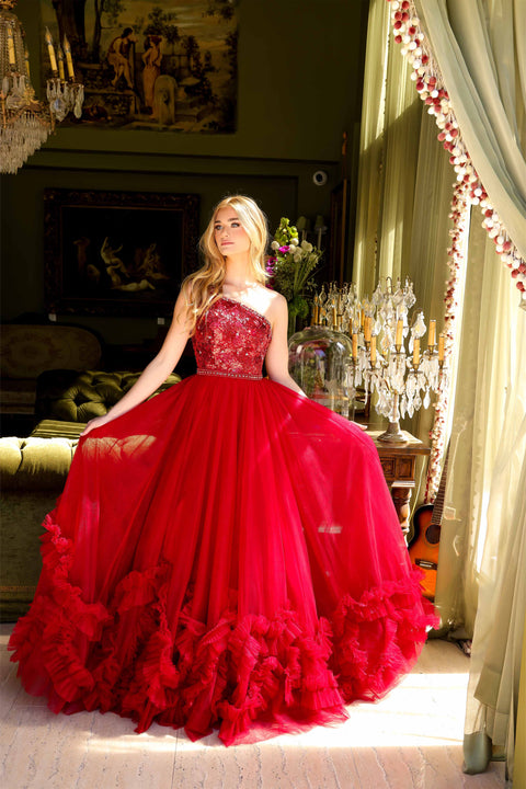 Ava Presley 29527 romantic gown with intricate ruffles