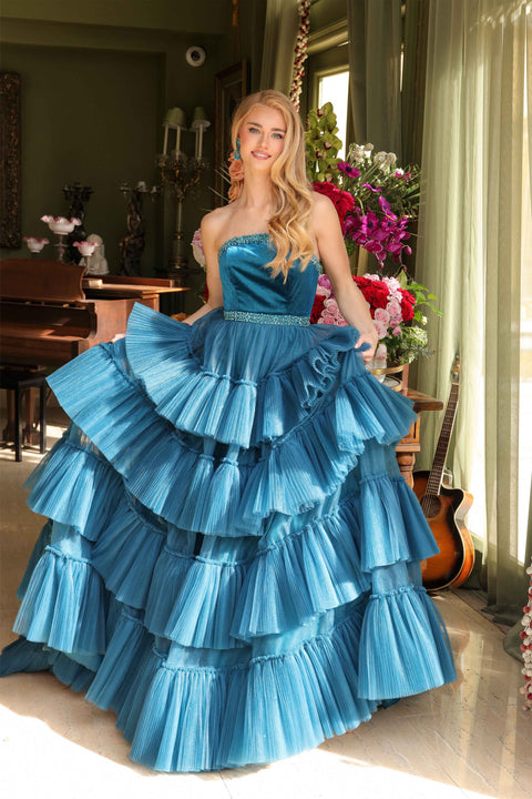 Ava Presley 29529 formal gown with voluminous skirt