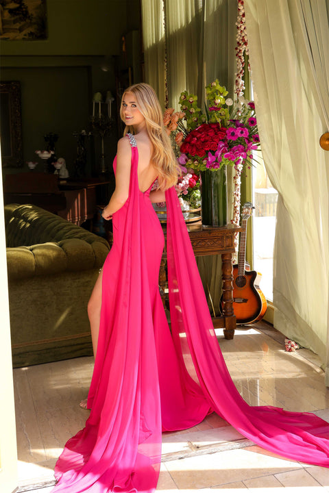 Ava Presley 29535 formal gown with cape-like accents