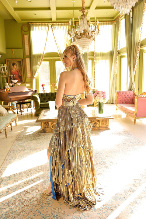 Ava Presley 29220 fitted bodice with flowy slit skirt