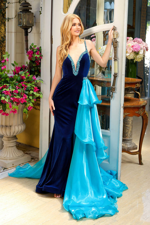Ava Presley 39556 formal eveningwear with velvet and beads