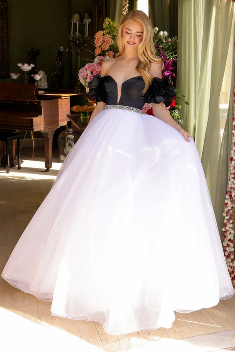 Ava Presley 39581 ruffle sleeve gown for prom or formal events
