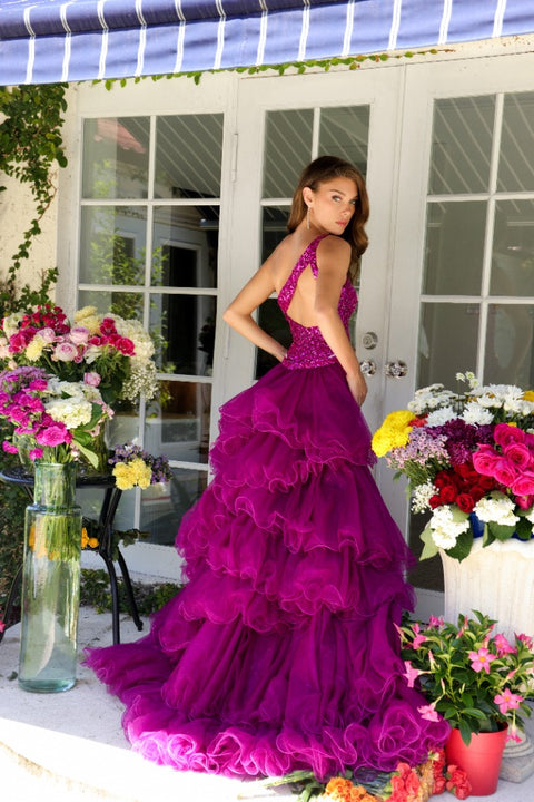 Ava Presley 29236 glamorous gown with one-shoulder neckline