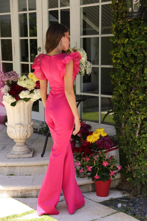 Ava Presley 39573 wide-leg jumpsuit with deep V-neckline