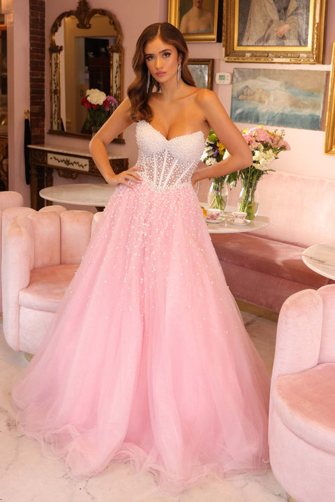 Ava Presley 29226 dreamy gala dress in blush