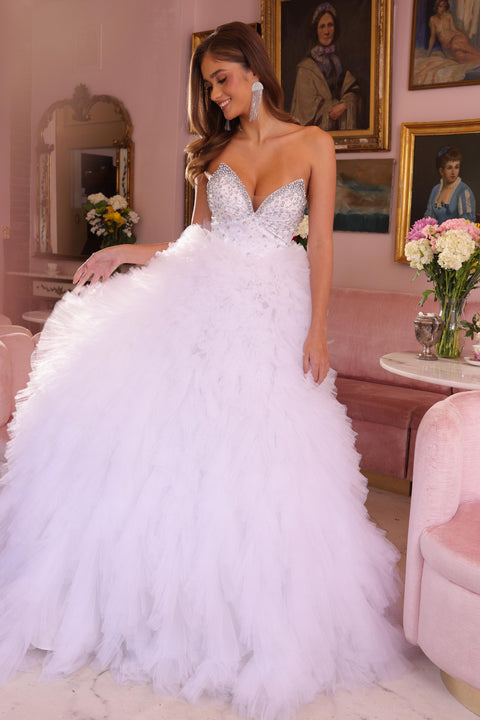 Ava Presley 29528 layered tulle dress with sparkling bodice