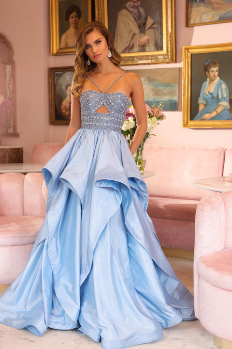 Ava Presley 40054 light blue beaded ball gown