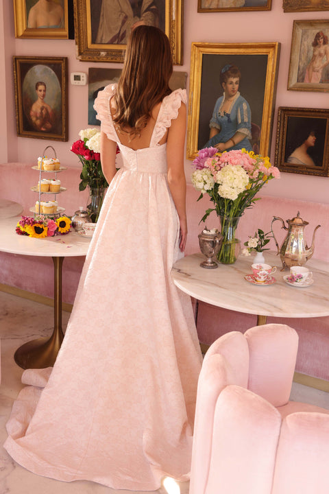 Ava Presley 40095 elegant dress featuring ruffled shoulder straps